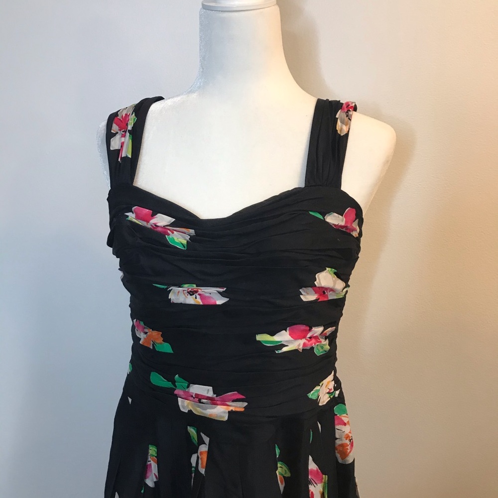 SOLD|Jones New York Floral Fit & Flare Black Dress - Picture 3 of 9
